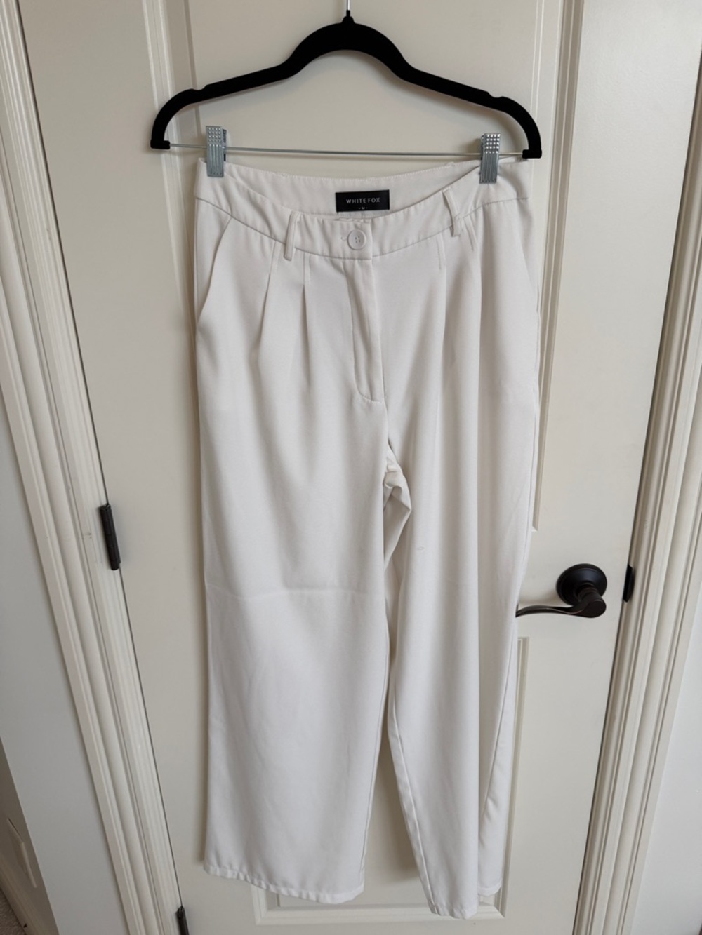 High-Rise Wide Leg Pants in White